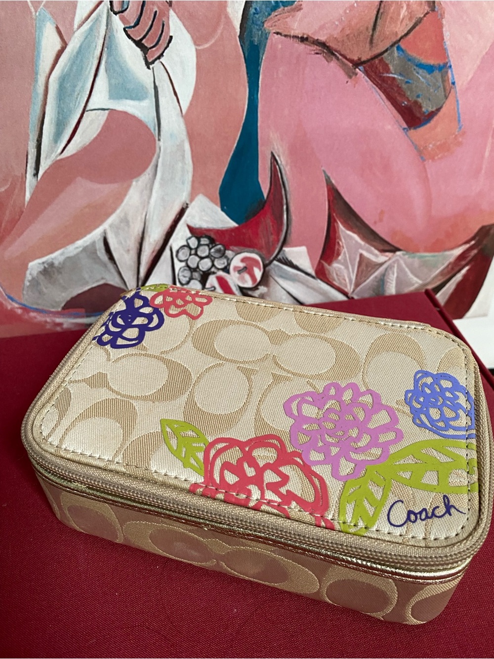 Vintage Coach Travel Jewelry Case Organizer w/ Floral & Y2K "C" Print Signature